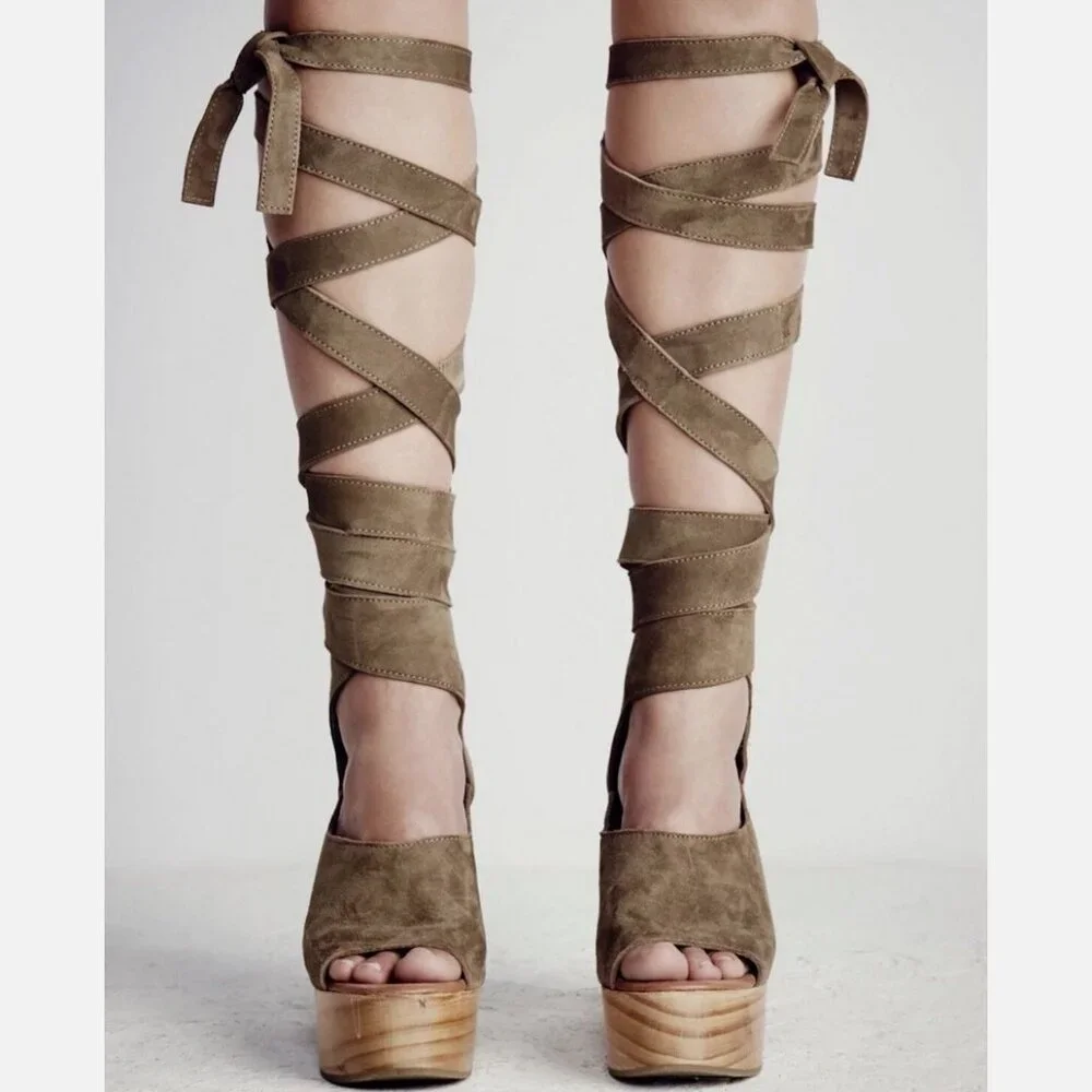 NWOB Free People Clog Touch The Sky Wrap Platform Sandal